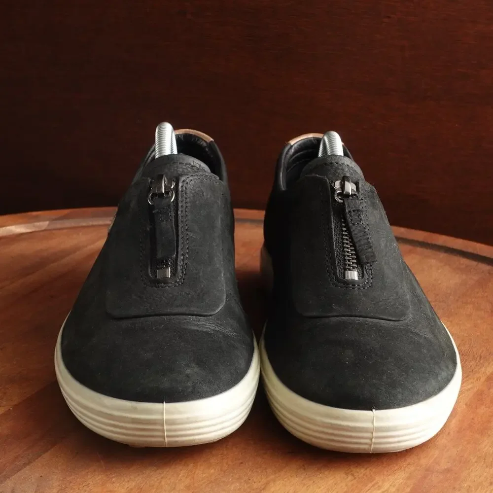 Ecco Sneakers Womens SZ EU 38 US 7-7.5 Black Soft 7 Zip Up Comfort Walking Shoes